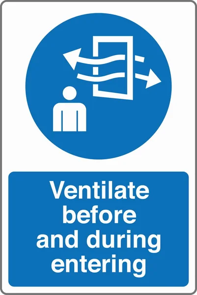 Seguridad Señal Obligatoria Marcado Estándares Etiqueta Ventilar Antes Durante Entrada — Vector de stock