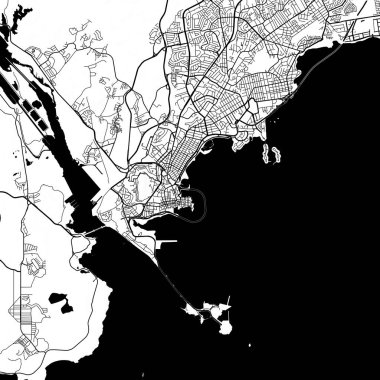 Panama Şehri, Panama Tek Renkli Siyah ve Beyaz Minimalist Sokak Estetik Dekorasyon Haritası