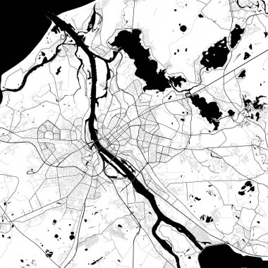 Riga, Letonya Tek Renkli Siyah ve Beyaz Minimalist Sokak Estetik Dekorasyon Haritası