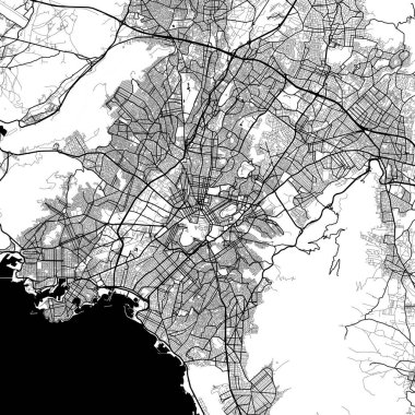 Şehir Tek Renkli Siyah ve Beyaz Minimalist Sokak Yolu Estetik Dekorasyon Haritası