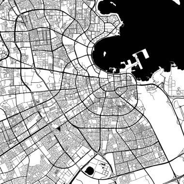 Şehir Tek Renkli Siyah ve Beyaz Minimalist Sokak Yolu Estetik Dekorasyon Haritası