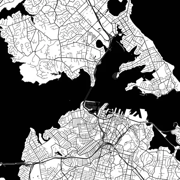 Şehir Tek Renkli Siyah ve Beyaz Minimalist Sokak Yolu Estetik Dekorasyon Haritası