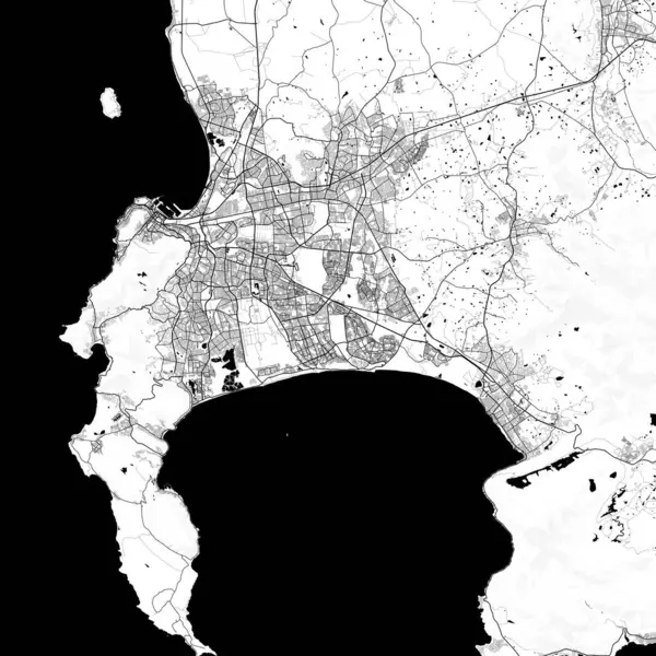 Şehir Tek Renkli Siyah ve Beyaz Minimalist Sokak Yolu Estetik Dekorasyon Haritası
