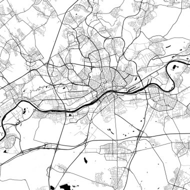 Şehir Tek Renkli Siyah ve Beyaz Minimalist Sokak Yolu Estetik Dekorasyon Haritası