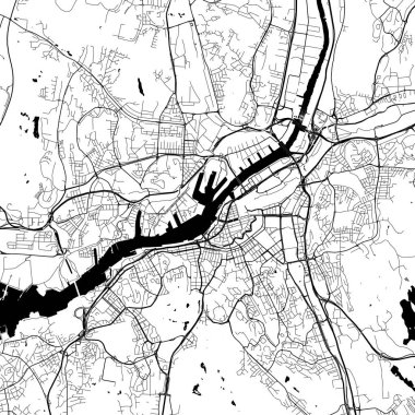 Şehir Tek Renkli Siyah ve Beyaz Minimalist Sokak Yolu Estetik Dekorasyon Haritası