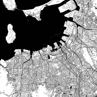 Şehir Tek Renkli Siyah ve Beyaz Minimalist Sokak Yolu Estetik Dekorasyon Haritası