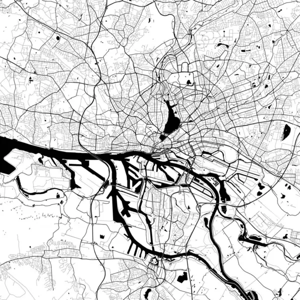 Şehir Tek Renkli Siyah ve Beyaz Minimalist Sokak Yolu Estetik Dekorasyon Haritası