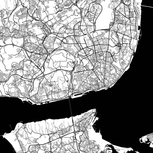 Şehir Tek Renkli Siyah ve Beyaz Minimalist Sokak Yolu Estetik Dekorasyon Haritası