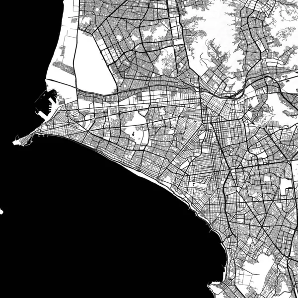 Şehir Tek Renkli Siyah ve Beyaz Minimalist Sokak Yolu Estetik Dekorasyon Haritası