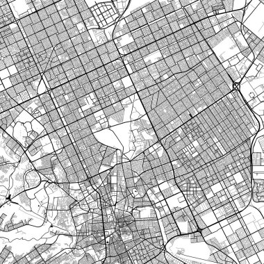 Şehir Tek Renkli Siyah ve Beyaz Minimalist Sokak Yolu Estetik Dekorasyon Haritası