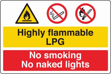 3 Panel Çoklu İleti Güvenliği İşaretleri Yüksek Yanıcı Lpg Sigara İçilmez Çıplak Işıklar