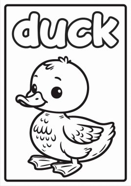 Çocuklar için basılabilir Sevimli Hayvan Boyama Sayfaları Eğitsel Eğlence ve Kolay Tasarımlar Ördek Ördeği