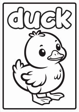 Çocuklar için basılabilir Sevimli Hayvan Boyama Sayfaları Eğitsel Eğlence ve Kolay Tasarımlar Ördek Ördeği