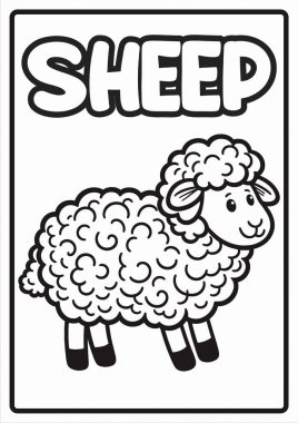 Çocuklara Eğitim Eğlencesi ve Koyun Tasarımı İçin Yazdırılabilir Sevimli Hayvan Boyama Sayfaları