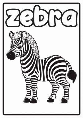 Çocukları Eğiten Eğlenceli ve Kolay Tasarımlar Zebra İçin Yazdırılabilir Sevimli Hayvan Boyama Sayfaları