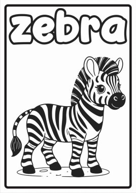 Çocukları Eğiten Eğlenceli ve Kolay Tasarımlar Zebra İçin Yazdırılabilir Sevimli Hayvan Boyama Sayfaları