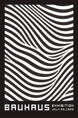 Bauhaus dalga deseni siyah ve beyaz tek renkli geometrik, akışkan ve Bauhaus tasarım ilkelerinden esinlenerek soyut eğri çizgilere sahiptir. Modern, minimalist ve sanatsal kompozisyonlar için mükemmel..