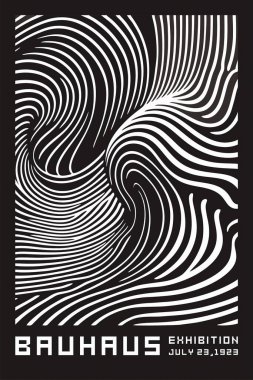 Bauhaus dalga deseni siyah ve beyaz tek renkli geometrik, akışkan ve Bauhaus tasarım ilkelerinden esinlenerek soyut eğri çizgilere sahiptir. Modern, minimalist ve sanatsal kompozisyonlar için mükemmel..