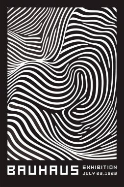 Bauhaus dalga deseni siyah ve beyaz tek renkli geometrik, akışkan ve Bauhaus tasarım ilkelerinden esinlenerek soyut eğri çizgilere sahiptir. Modern, minimalist ve sanatsal kompozisyonlar için mükemmel..