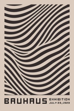 Bauhaus dalga deseni siyah ve beyaz tek renkli geometrik, akışkan ve Bauhaus tasarım ilkelerinden esinlenerek soyut eğri çizgilere sahiptir. Modern, minimalist ve sanatsal kompozisyonlar için mükemmel..