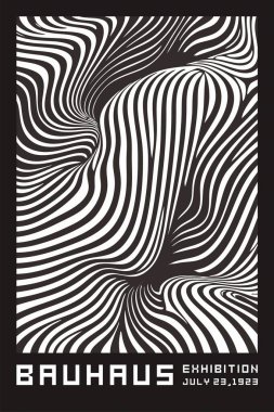 Bauhaus dalga deseni siyah ve beyaz tek renkli geometrik, akışkan ve Bauhaus tasarım ilkelerinden esinlenerek soyut eğri çizgilere sahiptir. Modern, minimalist ve sanatsal kompozisyonlar için mükemmel..