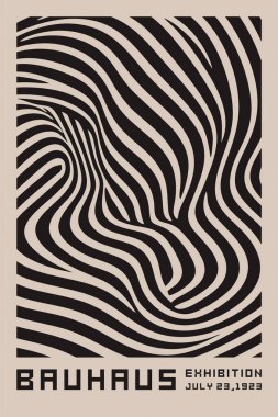 Bauhaus dalga deseni siyah ve beyaz tek renkli geometrik, akışkan ve Bauhaus tasarım ilkelerinden esinlenerek soyut eğri çizgilere sahiptir. Modern, minimalist ve sanatsal kompozisyonlar için mükemmel..