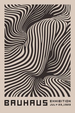 Bauhaus dalga deseni siyah ve beyaz tek renkli geometrik, akışkan ve Bauhaus tasarım ilkelerinden esinlenerek soyut eğri çizgilere sahiptir. Modern, minimalist ve sanatsal kompozisyonlar için mükemmel..