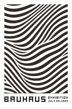 Bauhaus dalga deseni siyah ve beyaz tek renkli geometrik, akışkan ve Bauhaus tasarım ilkelerinden esinlenerek soyut eğri çizgilere sahiptir. Modern, minimalist ve sanatsal kompozisyonlar için mükemmel..