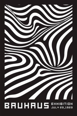 Bauhaus dalga deseni siyah ve beyaz tek renkli geometrik, akışkan ve Bauhaus tasarım ilkelerinden esinlenerek soyut eğri çizgilere sahiptir. Modern, minimalist ve sanatsal kompozisyonlar için mükemmel..