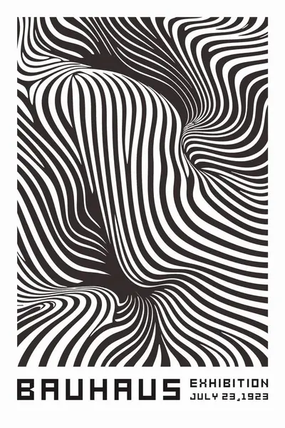 Bauhaus dalga deseni siyah ve beyaz tek renkli geometrik, akışkan ve Bauhaus tasarım ilkelerinden esinlenerek soyut eğri çizgilere sahiptir. Modern, minimalist ve sanatsal kompozisyonlar için mükemmel..