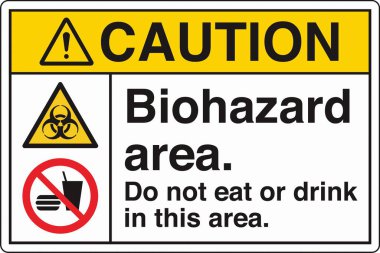 Güvenlik İşareti: Dikkat Biyolojik Tehlike Alanı 'nda standart bir sembol ve biyolojik tehlike uyarısı var. Zararlı patojenlere veya biyolojik zararlı maddelere maruz kalma potansiyelini göstererek güvenliği sağlar..