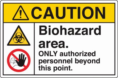 Güvenlik İşareti: Dikkat Biyolojik Tehlike Alanı 'nda standart bir sembol ve biyolojik tehlike uyarısı var. Zararlı patojenlere veya biyolojik zararlı maddelere maruz kalma potansiyelini göstererek güvenliği sağlar..