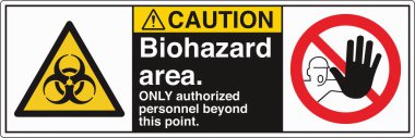 Güvenlik İşareti: Dikkat Biyolojik Tehlike Alanı 'nda standart bir sembol ve biyolojik tehlike uyarısı var. Zararlı patojenlere veya biyolojik zararlı maddelere maruz kalma potansiyelini göstererek güvenliği sağlar..