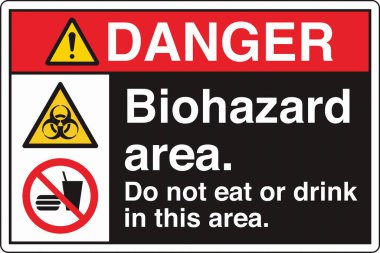 Güvenlik İşareti: Dikkat Biyolojik Tehlike Alanı 'nda standart bir sembol ve biyolojik tehlike uyarısı var. Zararlı patojenlere veya biyolojik zararlı maddelere maruz kalma potansiyelini göstererek güvenliği sağlar..
