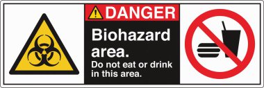 Güvenlik İşareti: Dikkat Biyolojik Tehlike Alanı 'nda standart bir sembol ve biyolojik tehlike uyarısı var. Zararlı patojenlere veya biyolojik zararlı maddelere maruz kalma potansiyelini göstererek güvenliği sağlar..