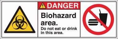 Güvenlik İşareti: Dikkat Biyolojik Tehlike Alanı 'nda standart bir sembol ve biyolojik tehlike uyarısı var. Zararlı patojenlere veya biyolojik zararlı maddelere maruz kalma potansiyelini göstererek güvenliği sağlar..