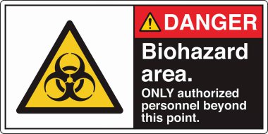 Güvenlik İşareti: Dikkat Biyolojik Tehlike Alanı 'nda standart bir sembol ve biyolojik tehlike uyarısı var. Zararlı patojenlere veya biyolojik zararlı maddelere maruz kalma potansiyelini göstererek güvenliği sağlar..