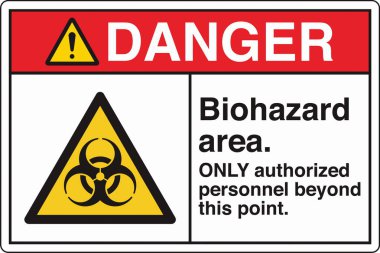 Güvenlik İşareti: Dikkat Biyolojik Tehlike Alanı 'nda standart bir sembol ve biyolojik tehlike uyarısı var. Zararlı patojenlere veya biyolojik zararlı maddelere maruz kalma potansiyelini göstererek güvenliği sağlar..