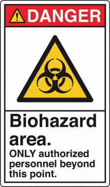Güvenlik İşareti: Dikkat Biyolojik Tehlike Alanı 'nda standart bir sembol ve biyolojik tehlike uyarısı var. Zararlı patojenlere veya biyolojik zararlı maddelere maruz kalma potansiyelini göstererek güvenliği sağlar..