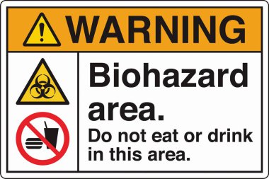 Güvenlik İşareti: Dikkat Biyolojik Tehlike Alanı 'nda standart bir sembol ve biyolojik tehlike uyarısı var. Zararlı patojenlere veya biyolojik zararlı maddelere maruz kalma potansiyelini göstererek güvenliği sağlar..