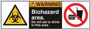 Güvenlik İşareti: Dikkat Biyolojik Tehlike Alanı 'nda standart bir sembol ve biyolojik tehlike uyarısı var. Zararlı patojenlere veya biyolojik zararlı maddelere maruz kalma potansiyelini göstererek güvenliği sağlar..