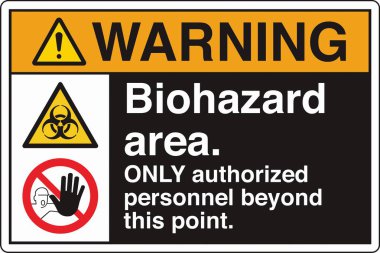 Güvenlik İşareti: Dikkat Biyolojik Tehlike Alanı 'nda standart bir sembol ve biyolojik tehlike uyarısı var. Zararlı patojenlere veya biyolojik zararlı maddelere maruz kalma potansiyelini göstererek güvenliği sağlar..