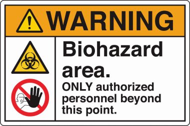 Güvenlik İşareti: Dikkat Biyolojik Tehlike Alanı 'nda standart bir sembol ve biyolojik tehlike uyarısı var. Zararlı patojenlere veya biyolojik zararlı maddelere maruz kalma potansiyelini göstererek güvenliği sağlar..