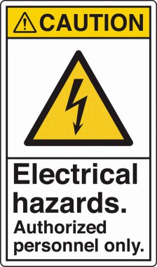 Yüksek voltaj, şok, yanık ya da ölümcül yaralanmalara yol açabilecek elektrik tehlikelerine karşı uyarıda bulunur. Standartlaştırılmış bir piktograma sahip olan bina, personeli yüksek voltajlı bölgelere karşı uyararak güvenliği sağlar..