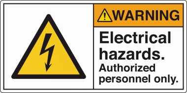 Yüksek voltaj, şok, yanık ya da ölümcül yaralanmalara yol açabilecek elektrik tehlikelerine karşı uyarıda bulunur. Standartlaştırılmış bir piktograma sahip olan bina, personeli yüksek voltajlı bölgelere karşı uyararak güvenliği sağlar..