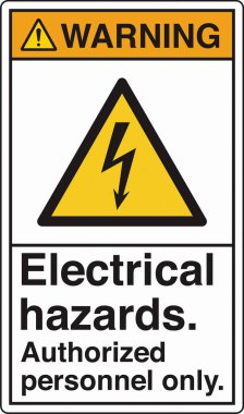 Yüksek voltaj, şok, yanık ya da ölümcül yaralanmalara yol açabilecek elektrik tehlikelerine karşı uyarıda bulunur. Standartlaştırılmış bir piktograma sahip olan bina, personeli yüksek voltajlı bölgelere karşı uyararak güvenliği sağlar..