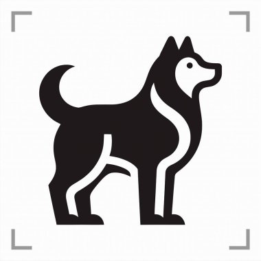 Simge, logo, maskot veya pictogram tarzında tek renkli siyah ve beyaz bir hayvan sembolü arkaplanı olmayan temiz, minimalist bir tasarıma sahiptir. Markalaşma, işaret ve evrensel temsil için mükemmel.