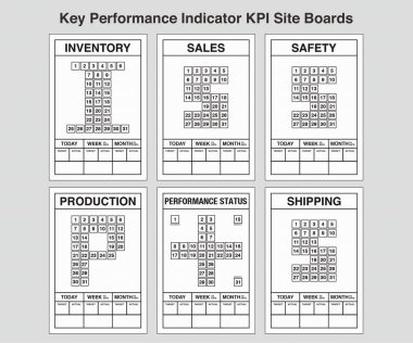 Anahtar Performans Göstergesi (KPI) Site Tahtaları, Envanter, Üretim, Güvenlik, Satış ve Nakliye gibi bölümler arasında günlük hedefleri belirlemek ve izlemek için kullanılan görsel araçlardır. Gerçek zamanlı performans durumları sergiliyorlar, sorunları çabucak tespit ediyorlar..