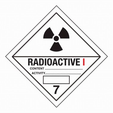 Zararlı Madde HAZMAT Elmas Etiketleme Plakası IATA IMDG DOT DOT Sevkiyat Sınıf 7 Radyoaktif I White