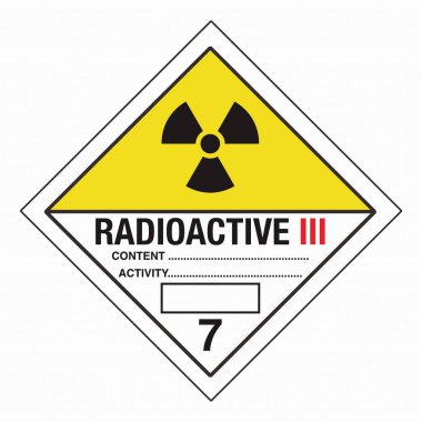 Tehlikeli Madde HAZMAT Elmas Etiketleme Plakası IATA IMDG DOT DOT Sevkiyat Sınıf 7 Radyoaktif III